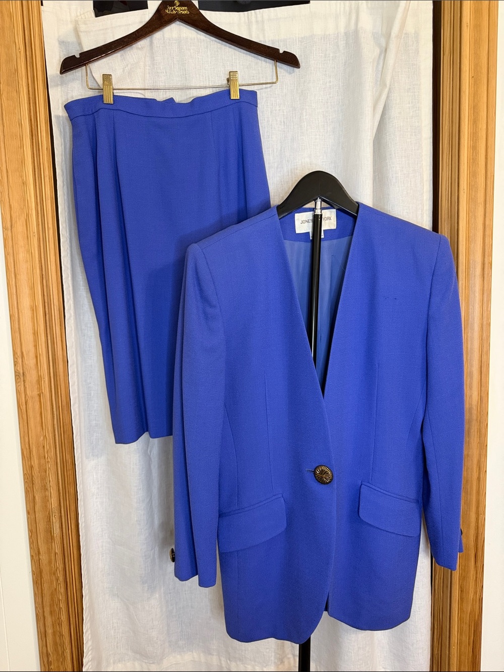 Vintage Jones New York Royal Blue Women's Skirt Suit Blazer & Skirt